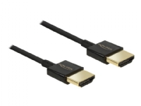 Delock Slim Premium - HDMI-kabel med Ethernet - HDMI hann til HDMI hann - 1.5 m - trippel beskyttelse - svart - 4K-støtte
