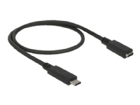 Delock - USB-forlengelseskabel - USB-C (hann) til USB-C (hunn) - USB 3.1 Gen 1 - 3 A - 50 cm - svart