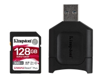 Kingston Canvas React Plus - Flashminnekort - 128 GB - Video Class V90 / UHS-II U3 / Class10 - SDXC UHS-II
