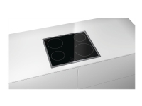 Bosch Serie | 4 PKE645B17E - Keramisk komfyrtopp - 4 plater - Nisje - bredde: 56 cm - dybde: 49 cm - svart / rustfritt stål - med pynt av rustfritt stål