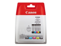 Canon PGI-570/CLI-571 PGBK/BK/C/M/Y Multi Pack - 5-pack - svart, gul, cyan, magenta - original - blister - blekkbeholder - for PIXMA TS5051, TS5053, TS5055, TS6050, TS6051, TS6052, TS8051, TS8052, TS9050, TS9055