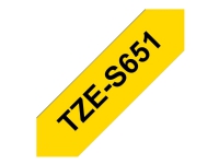 Brother TZe-S651 - Ekstra sterk adhesiv - svart på gult - Rull (2,4 cm x 8 m) 1 kassett(er) laminert teip - for Brother PT-D600 P-Touch PT-3600, D800, E550, E800, P750, P900, P950 P-Touch EDGE PT-P750