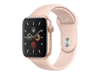 Apple Watch Series 5 (GPS + Cellular) - 44 mm - gullaluminium - smartklokke med sportsbånd - fluorelastomer - rosa sand - båndbredde: S/M/L - 32 GB - Wi-Fi, Bluetooth - 4G - 36.5 g