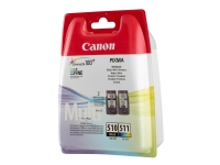 Canon PG-510 / CL-511 Multi pack - 2-pack - 9 ml - svart, farge (cyan, magenta, gul) - original - blekkpatron - for PIXMA MP230, MP237, MP252, MP258, MP270, MP280, MP282, MP499, MX350, MX360, MX410, MX420