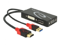 Delock - Videokonverter - HDMI - DVI, DisplayPort, VGA - svart - løsvekt