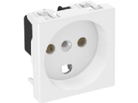 Stikkontakt enkelt 2 polet med jord, Modul 45 RAPID, hvid RAL 9010