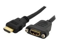 StarTech.com 3 ft. (0.9 m) HDMI Female to Male Adapter - Mounting - HDMI - HDMI Female to Male (HDMIPNLFM3) - HDMI-kabel - HDMI hunn til HDMI hann - 91 cm - svart - formstøpt - for P/N: CDP2HDMM2MB, DP2HDMM2MB, HDDVIMM3, HDMM1MP, HDMM2MP, HDMM3MP, HD
