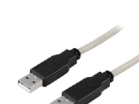 Deltaco USB 2.0, 0,5 m, USB A, USB A, USB 2.0, Hankjønn/hankjønn, Grå