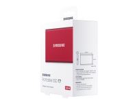 Samsung T7 MU-PC500R - Solid State Drive - kryptert - 500 GB - ekstern (bærbar) - USB 3.2 Gen 2 (USB-C kontakt) - 256-bit AES - rød metallic