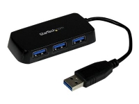 StarTech.com 4-Port USB 3.0 SuperSpeed Hub - Portable Mini Multiport USB Travel Dock - USB Extender Black for Business PC/Mac, laptops (ST4300MINU3B) - Hub - 4 x SuperSpeed USB 3.0 - stasjonær - for P/N: FCREADMICRO3, MSDREADU3CA, USB3S2ESATA3
