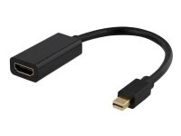 DELTACO DP-HDMI45 - Video adapter - Mini DisplayPort hann til HDMI hunn - 20 cm - svart - 4K-støtte