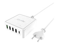 Celly ProPower Wall charger - Strømadapter - QC 3.0 - 5 utgangskontakter (4 x USB, USB-C) - hvit
