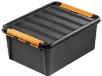 Plastkasse SmartStore™ Pro 31 sort 32 ltr. robust m/låg 50x39x26 cm - (6 stk.)