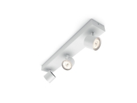 Star spot 4W Hvid aluminium, integreret LED, firkantet, 3 spot, justerbar, ClickFIX, warmglow dæmpbar. Integrated LED WGD