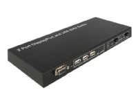 Delock 2 Port DisplayPort and USB KVM Switch - KVM / lyd / USB-svitsj - 2 x KVM / USB - stasjonær
