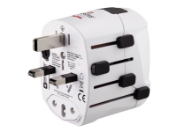 Hama World Travel Pro World Travel Adapter - Strømadapter - BS 1363, NEMA 5-15, SEV 1011, CEI 23-50, AS/NZS 3112 (hann) til CEE 7/4 (hunn) - hvit