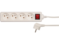 VOREL EXTENSION CORD WHITE 4 SOCKETS 5.0m WITH EARTHING, SWITCH 72533