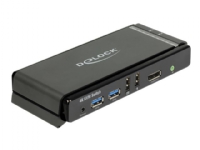 Delock DisplayPort 1.2 KVM Switch 4K 60 Hz with USB 3.0 and Audio - KVM / lyd / USB-svitsj - 2 x KVM/lyd/USB - 1 lokalbruker - stasjonær