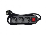 VOREL EXTENSION CORD WITH EARTHING SWITCH 3 - SOCKETS 1.5m BLACK 72625
