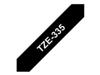 Brother TZe-335 - Standardklebemiddel - hvitt på svart - Rull (1,2 cm x 8 m) 1 cassette(s) laminert teip - for Brother PT-D210, D600, H110 P-Touch PT-1005, 1880, E800, H110 P-Touch Cube Plus PT-P710