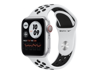 Apple Watch Nike Series 6 (GPS + Cellular) - 40 mm - sølvaluminium - smartklokke med Nike-sportsmerke - fluorelastomer - ren platina / svart - båndbredde: S/M/L - 32 GB - Wi-Fi, Bluetooth - 4G - 30.5 g