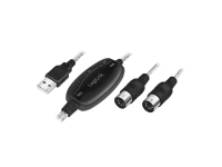 LogiLink UA0037N, 1,9 m, USB Type-A, 2x MIDI 5-pin, Hankjønn, Hankjønn, Rett
