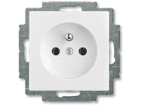 ABB-basic55 PIN-stikkontakt, mat hvid, 16A, 1 modul, leveresinklusive afdækning med pillesikring