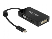 Delock - Ekstern videoadapter - USB-C - DVI, HDMI, VGA - svart