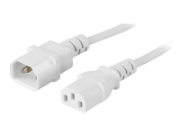 DELTACO DEL-112V - Strømforlengelseskabel - IEC 60320 C14 til IEC 60320 C13 - AC 250 V - 10 A - 1 m - rett kontakt - hvit