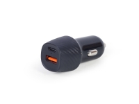 Gembird - Bilstrømadapter - 18 watt - 3 A - PD, QC 3.0 - 2 utgangskontakter (USB, USB-C) - svart