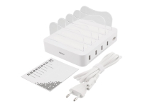 DELTACO USB-AC155 - Ladestativ - 34 watt - 6.8 A - 4 utgangskontakter (USB) - hvit