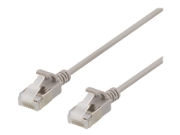DELTACO - Koblingskabel - RJ-45 (hann) til RJ-45 (hann) - 1 m - U/FTP - CAT 6a - halogenfri, formstøpt, uten hindringer - grå