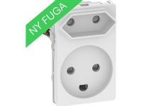 LAURITZ KNUDSEN FUGA® kombineret klasse 1 & klasse 2 dobbelt stikkontakt 1,5 modul, hvid.