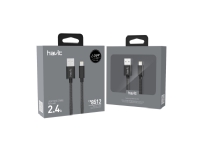 Havit Lightning cable sleeved MFi - Sort 1m, 1 m, Lightning, USB A, Hankjønn, Hankjønn, Svart