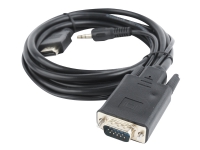 Cablexpert A-HDMI-VGA-03-6 - Adapterkabel - HDMI hann til HD-15 (VGA), ministereojakk hann - 1.8 m - svart - tommelskruer, 1080p-støtte