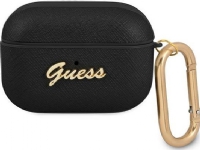 Guess apsauginis deklas GUAPSASMK Saffiano Script metalo kolekcija, skirta AirPods Pro juoda