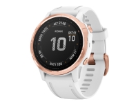 Garmin fenix 6S Pro - Rosagyllen tone - sportsur med bånd - silikon - hvit - display 1.2 - 32 GB - Bluetooth, Wi-Fi, ANT+ - 44 g