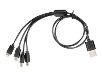 iBOX - USB-kabel - USB (hann) til mini-USB type B, Micro-USB type B, Lightning, USB-C (hann) - 2 A - 60 cm - svart
