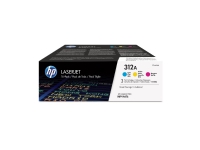HP 312A cyan LaserJet-tonerkassett, trepakning, 2700 sider, Cyan, Fiolblå, Gult, 3 stykker