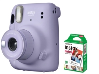 Fujifilm Instax Mini 11 Camera + Instax Mini Glossy (10pl) Focus 0.3 m - 8, Lilac Purple