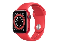 Apple Watch Series 6 (GPS) - (PRODUCT) RED - 44 mm - rød aluminium - smartklokke med sportsbånd - fluorelastomer - rød - båndbredde: S/M/L - 32 GB - Wi-Fi, Bluetooth - 36.5 g