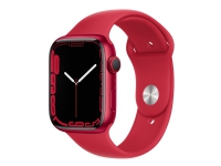 Apple Watch Series 7 (GPS + Cellular) - (PRODUCT) RED - 45 mm - rød aluminium - smartklokke med sportsbånd - fluorelastomer - rød - båndbredde: Regular - 32 GB - Wi-Fi, Bluetooth - 4G - 38.8 g