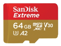 SanDisk Extreme - Flashminnekort - 64 GB - A2 / Video Class V30 / UHS-I U3 / Class10 - microSDXC UHS-I