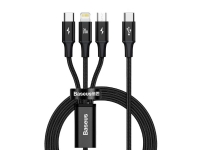 Baseus Rapid 3-in-1, 1,5 m, USB A, USB C.Micro USB A/Lightning, 480 Mbit/s, Sort