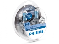 Philips WhiteVision Type lampe: H4 Pakke med: 2 + 2 pærer til frontlys, 55 W, 12 V, H4, Halogen, 4200 K, 1 stykker