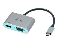 i-Tec - Video adapter - USB-C hann til HD-15 (VGA), HDMI hunn - 15 cm - romgrå - 4K-støtte, USB-strøm