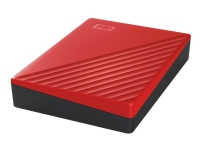 WD My Passport WDBPKJ0040BRD - Harddisk - kryptert - 4 TB - ekstern (bærbar) - USB 3.2 Gen 1 - 256-bit AES - rød