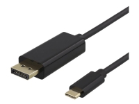 DELTACO USBC-DP100 - DisplayPort-kabel - USB-C (hann) til DisplayPort (hann) - 1 m - 4K-støtte - svart