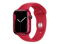 Apple Watch Series 7 (GPS) - (PRODUCT) RED - 45 mm - rød aluminium - smartklokke med sportsbånd - fluorelastomer - rød - båndbredde: Regular - 32 GB - Wi-Fi, Bluetooth - 38.8 g