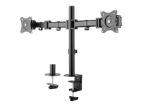 DELTACO Office ARM-0300 - Monteringssett - for 2 skjermer (leddelt) - plastikk, aluminium, stål - matt svart - skjermstørrelse: 13-27 - skrivebordsmonterbar